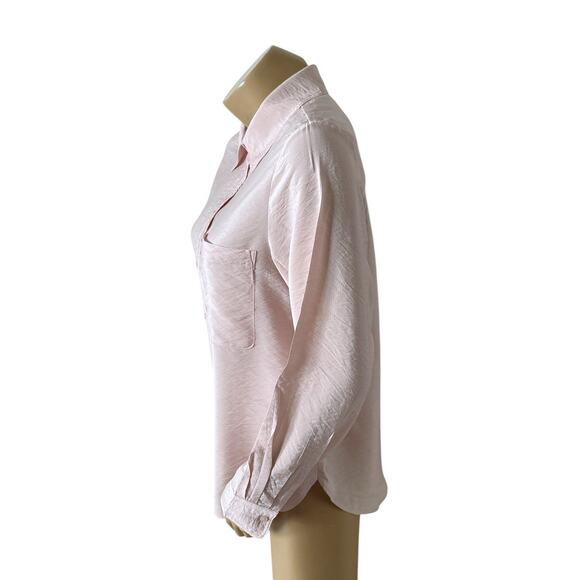 H&M Womens Size XS Pink Long Sleeve Viscose Blend Button Front Collared Shirt - Picture 2 of 7